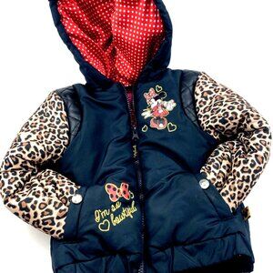 Disney Minnie Mouse Baby Winter Coat Size 2T Zipper Jacket Hooded Children Kids